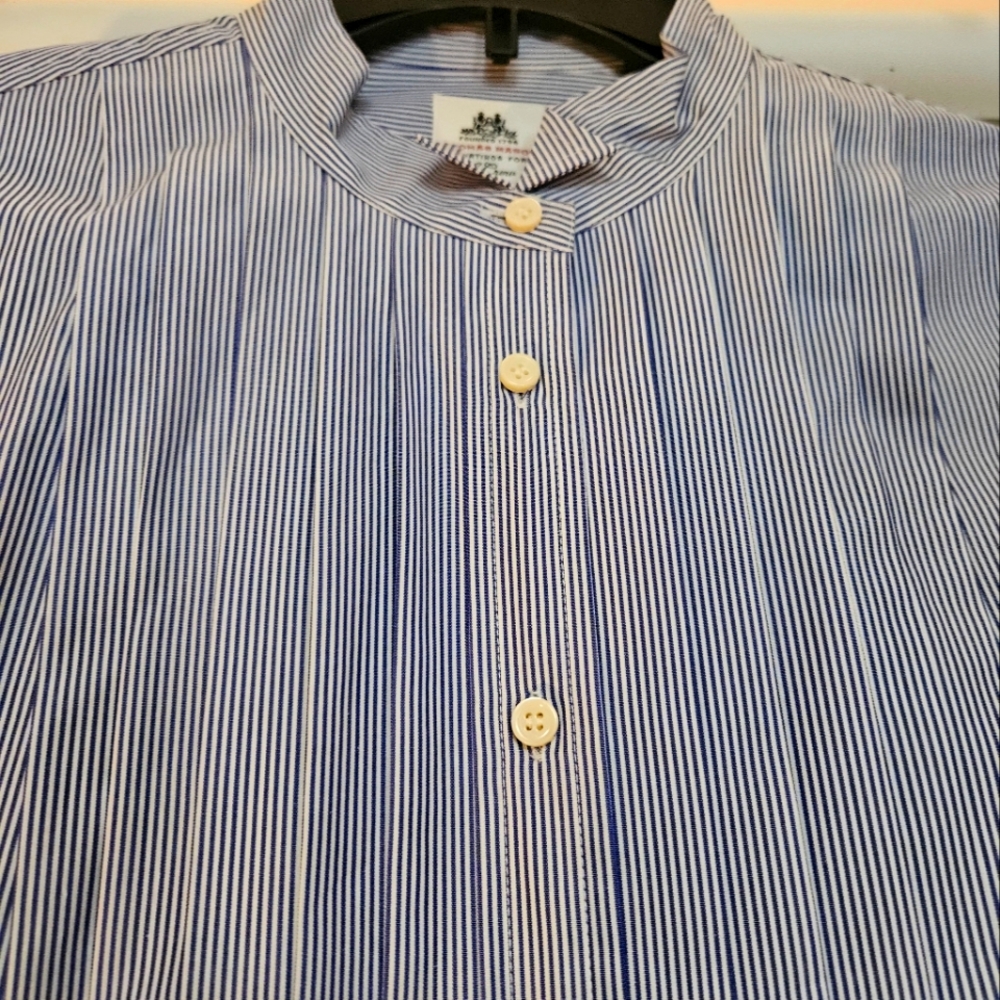 JCrew Thomas Mason navy and white striped button down shirt Size 8 New wout tag